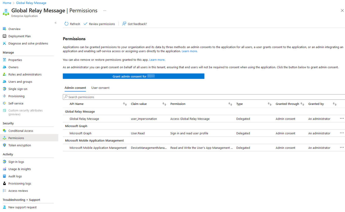 Configuring Global Relay for Intune in Azure Active Directory