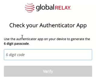 Logging in to Global Relay Archive Using an Authentication App