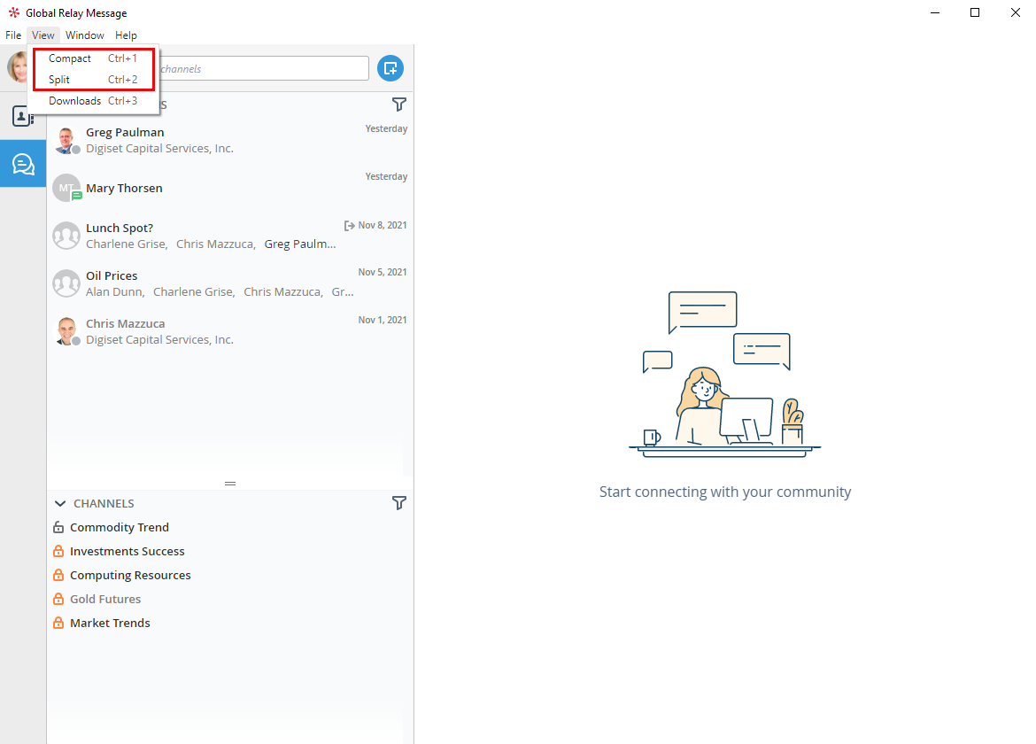 Navigating Global Relay Message for Desktop