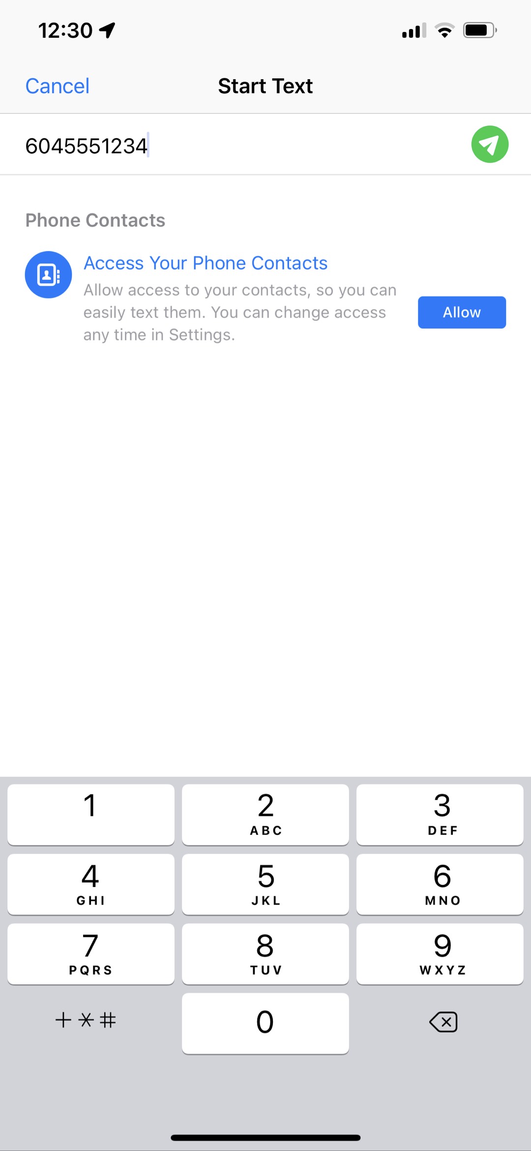 Sending Texts via Global Relay Text (iOS)