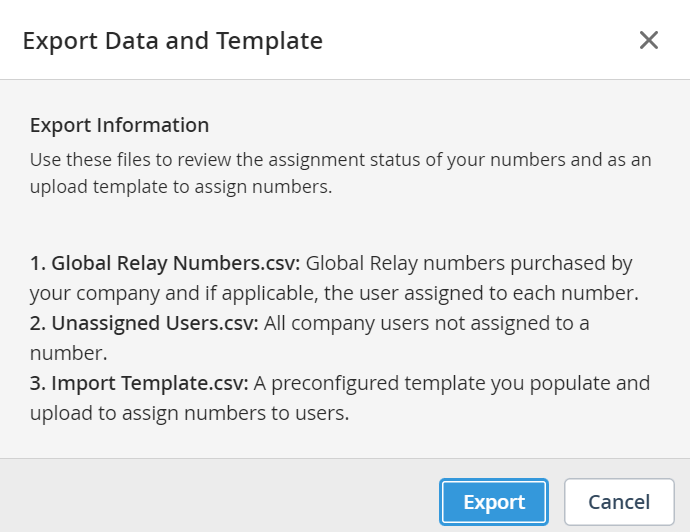 Exporting Information About Your Global Relay Text Numbers